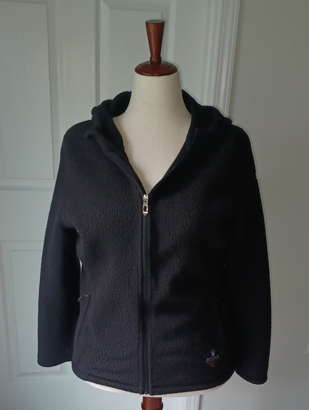 Spyder Women's Black Teddy Fleece Jacket with Hood Large